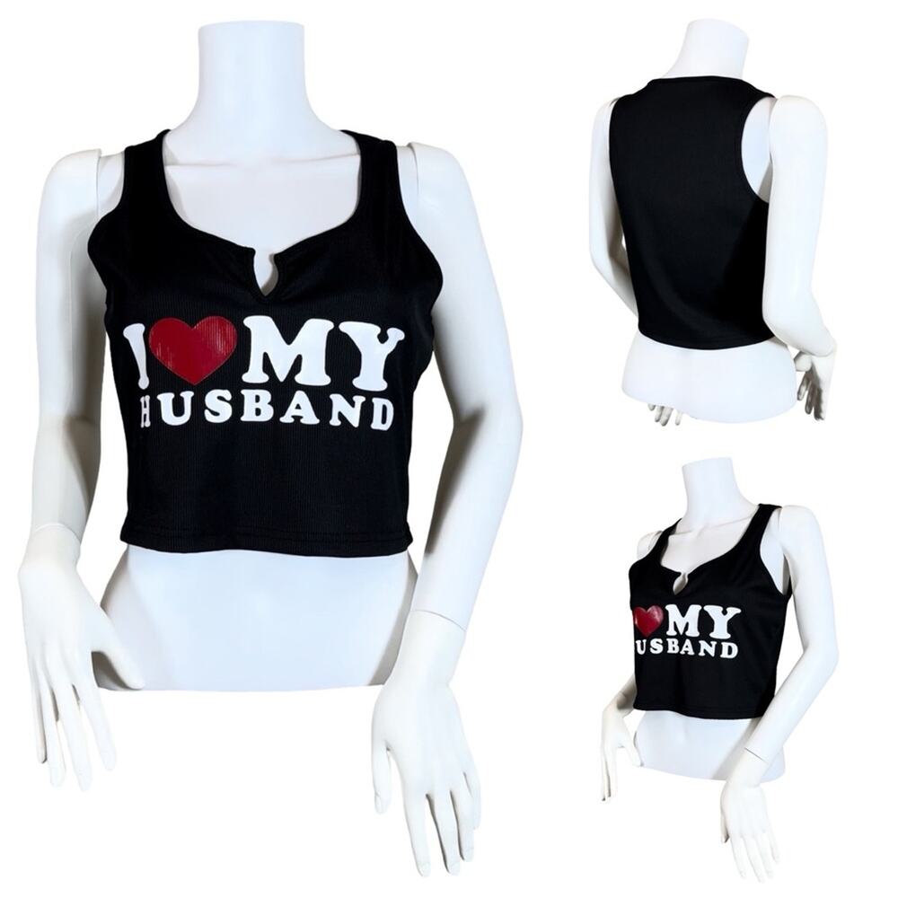Boutique Black I ❤️ My Husband Cropped Tank SZ M / L / XL $29